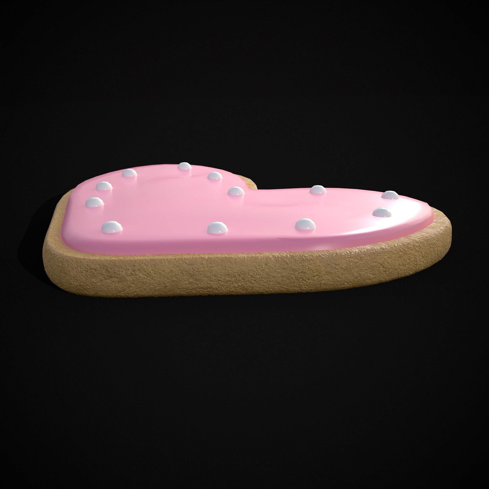 Pink Red Heart Cookies Low-poly 3D model_25