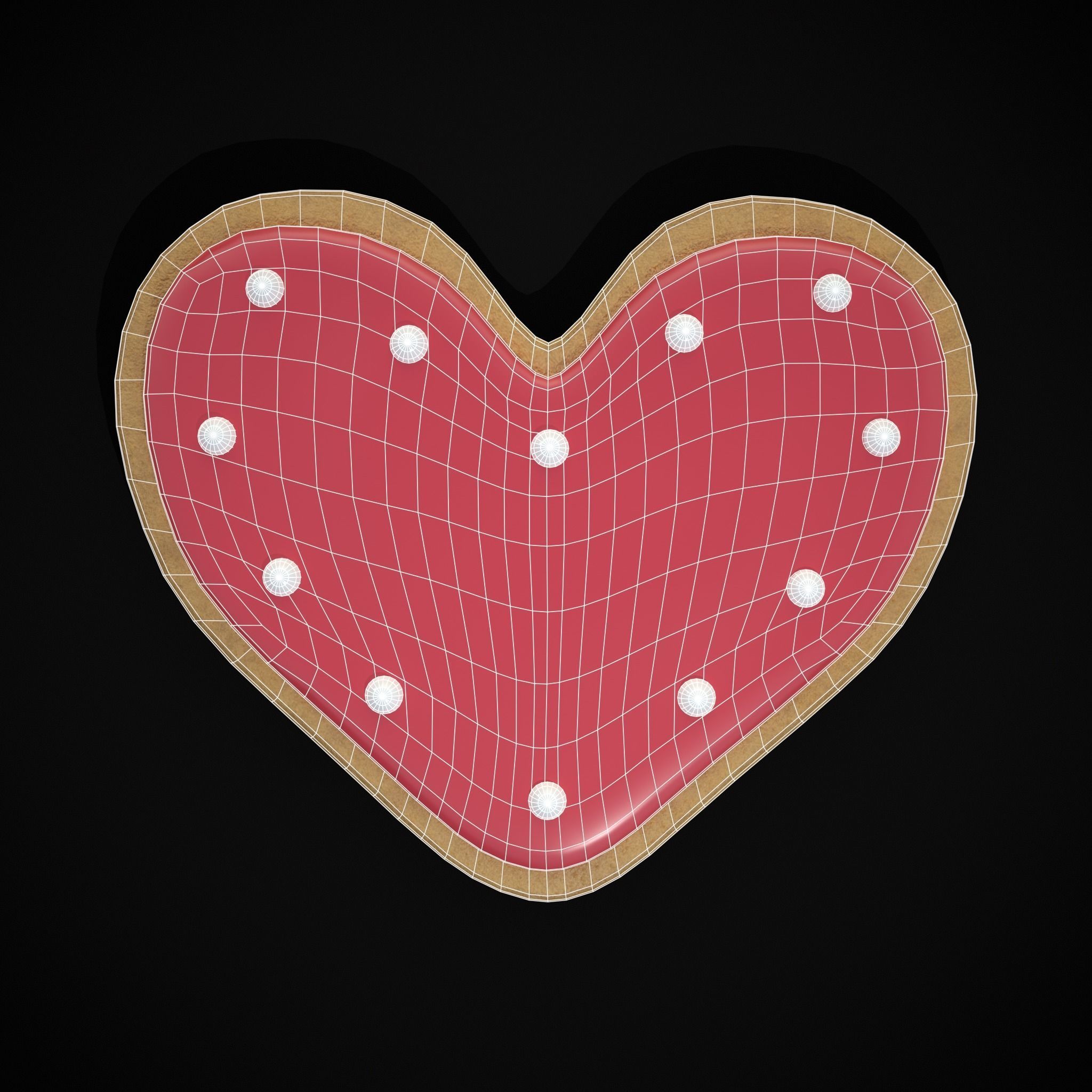 Pink Red Heart Cookies Low-poly 3D model_28