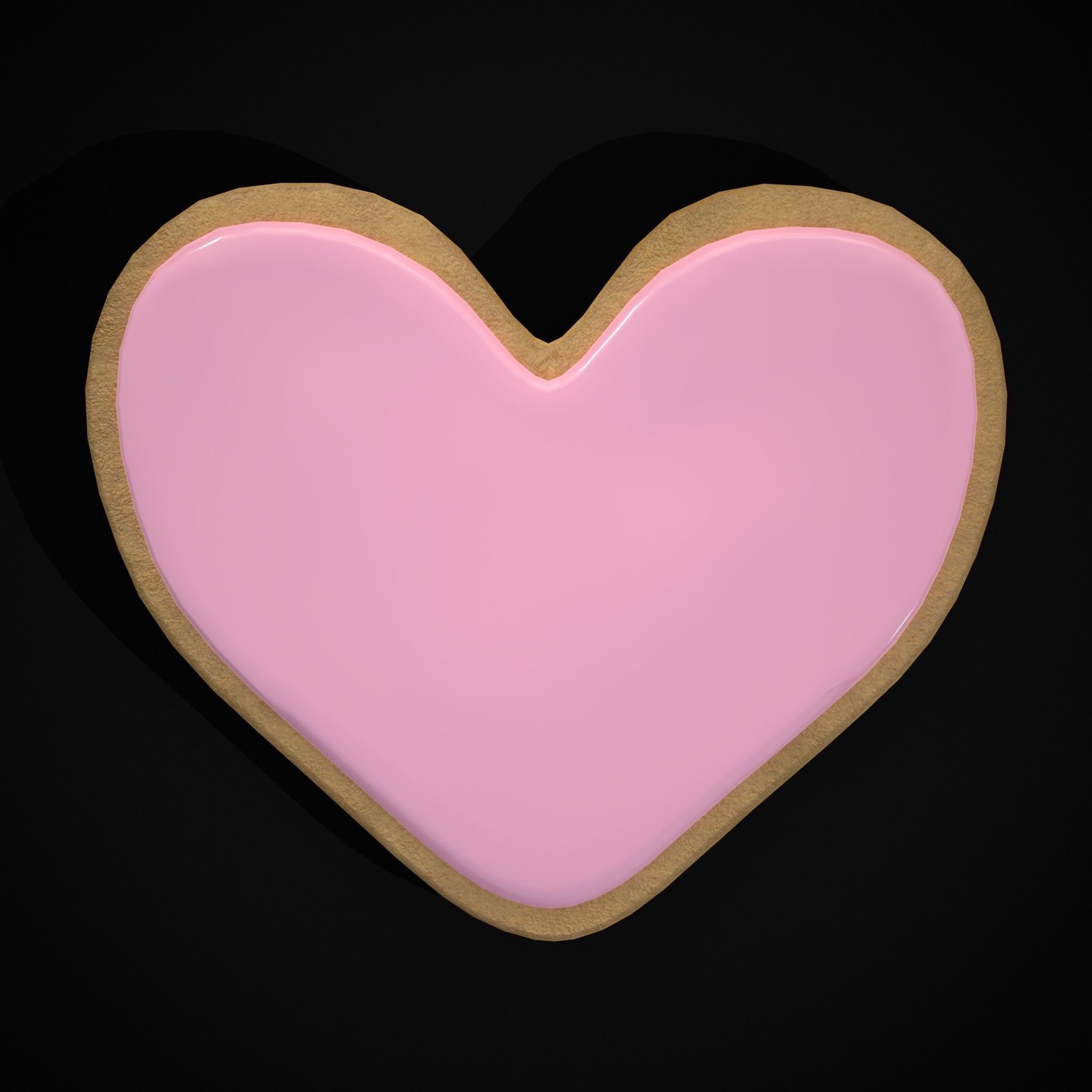 Pink Red Heart Cookies Low-poly 3D model_11