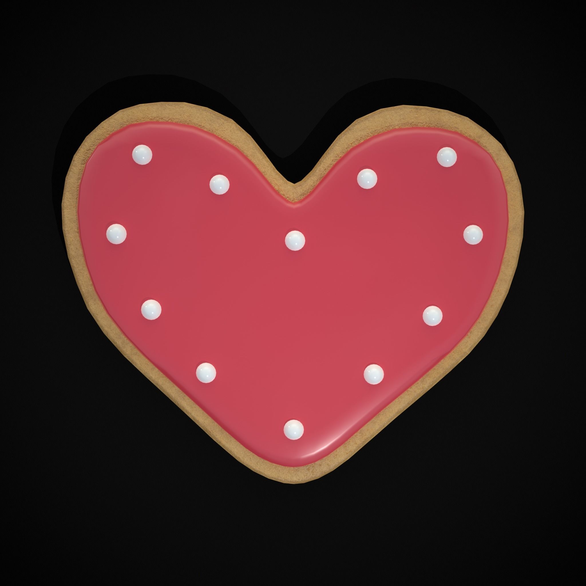 Pink Red Heart Cookies Low-poly 3D model_27