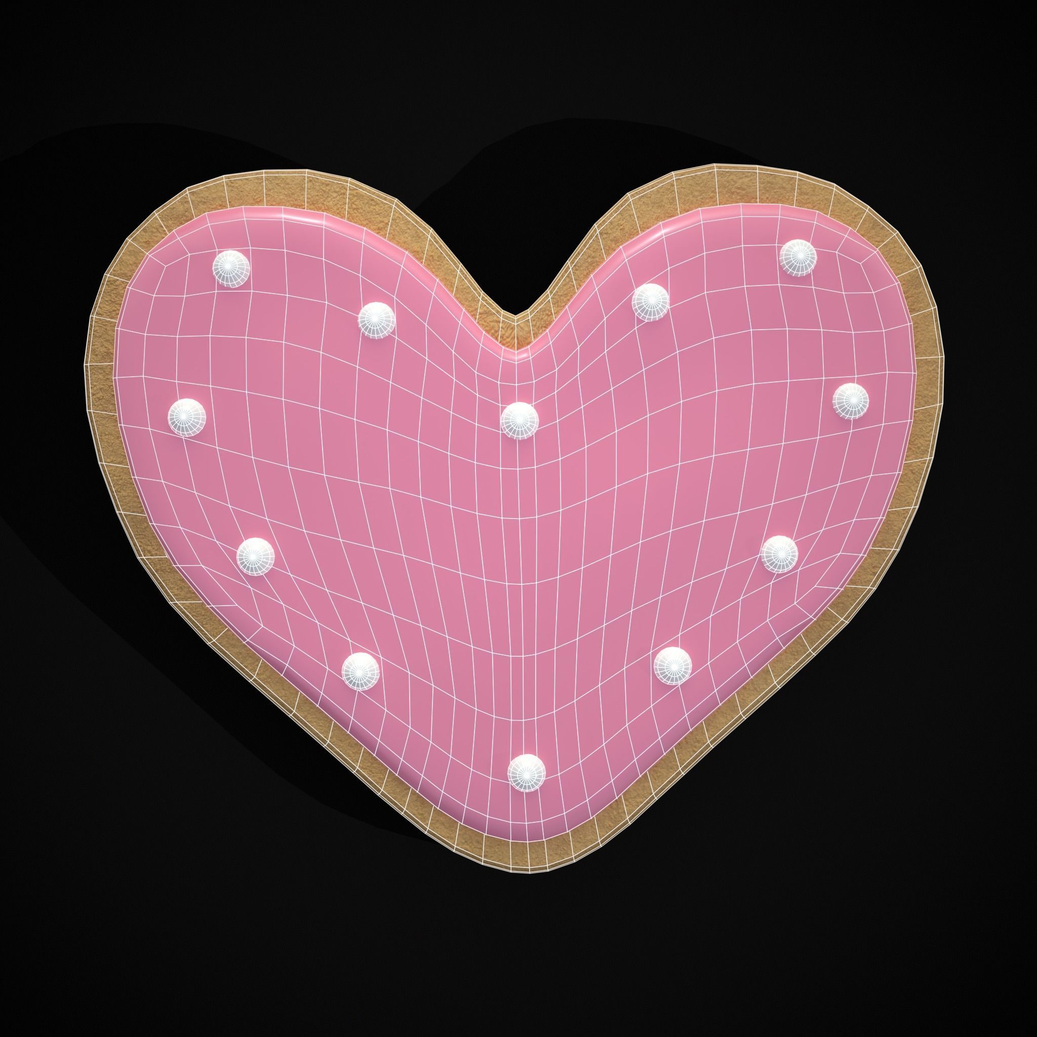 Pink Red Heart Cookies Low-poly 3D model_22
