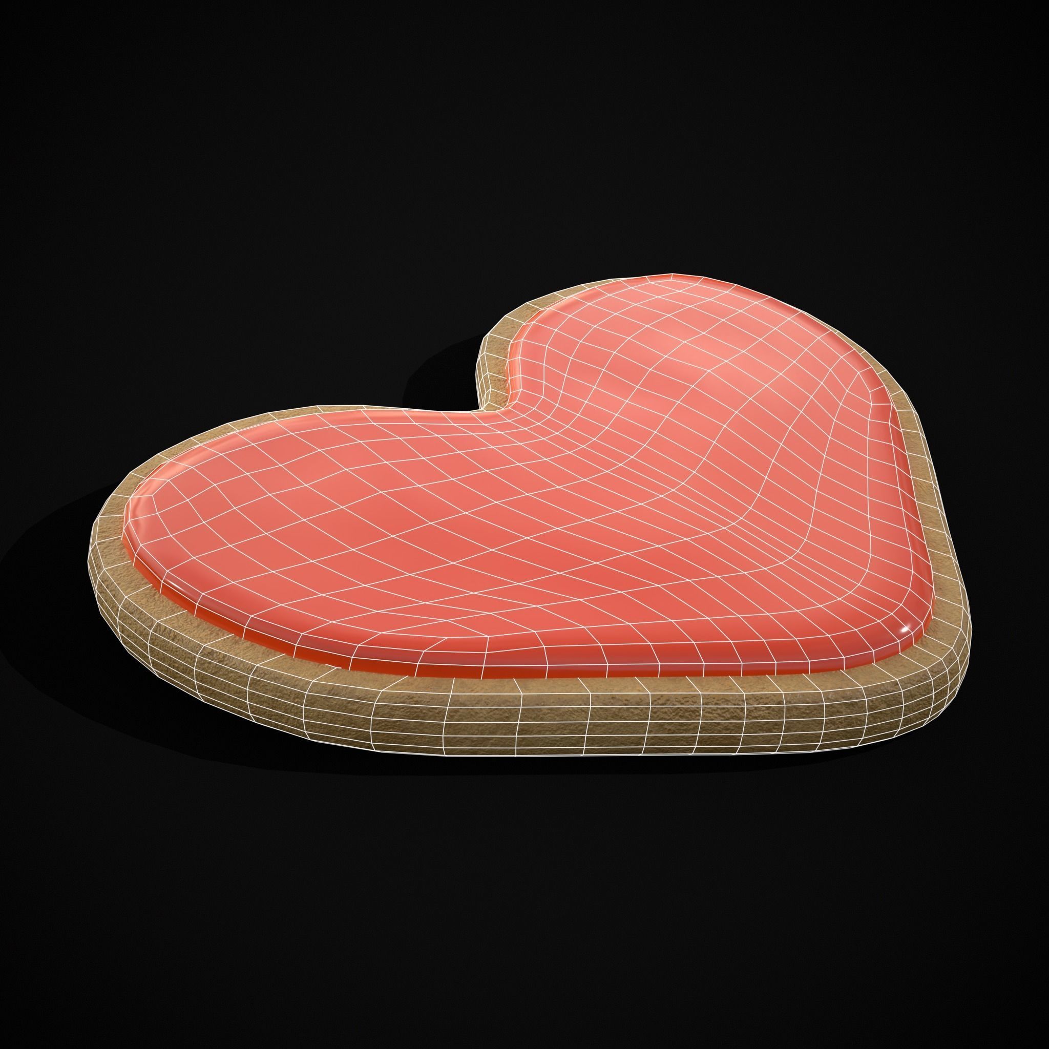 Pink Red Heart Cookies Low-poly 3D model_18