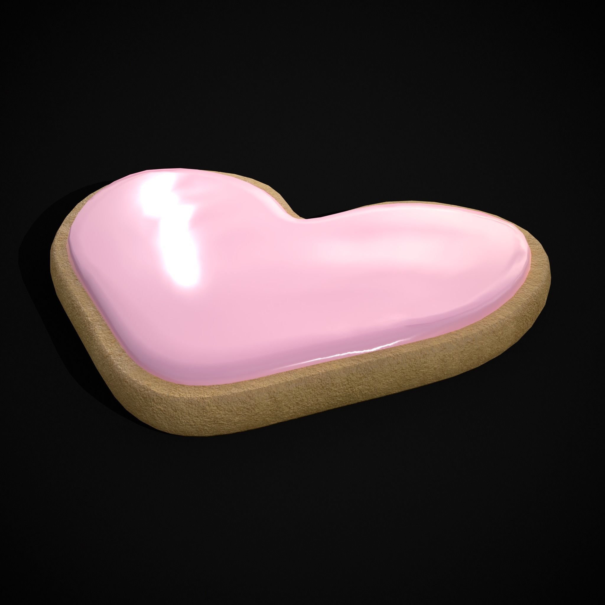 Pink Red Heart Cookies Low-poly 3D model_13