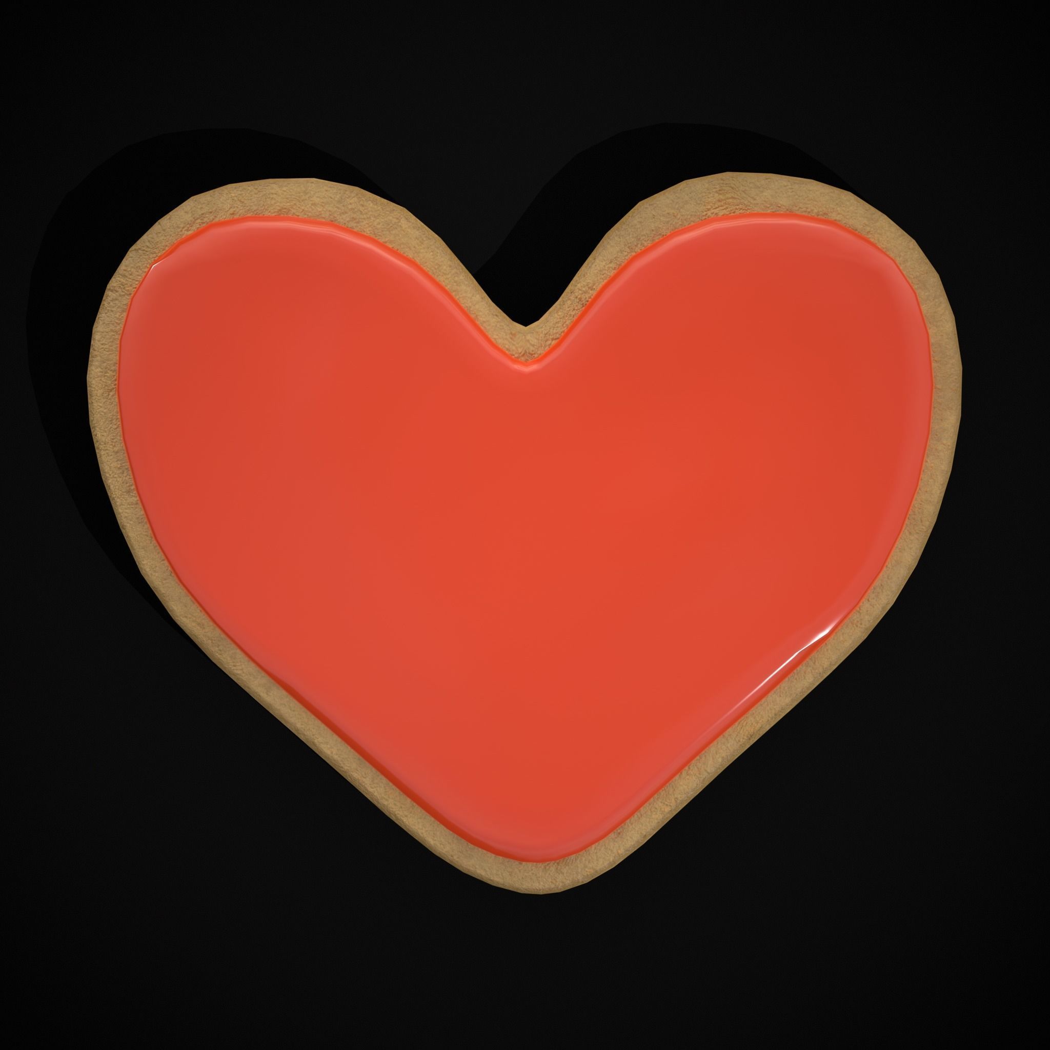 Pink Red Heart Cookies Low-poly 3D model_15