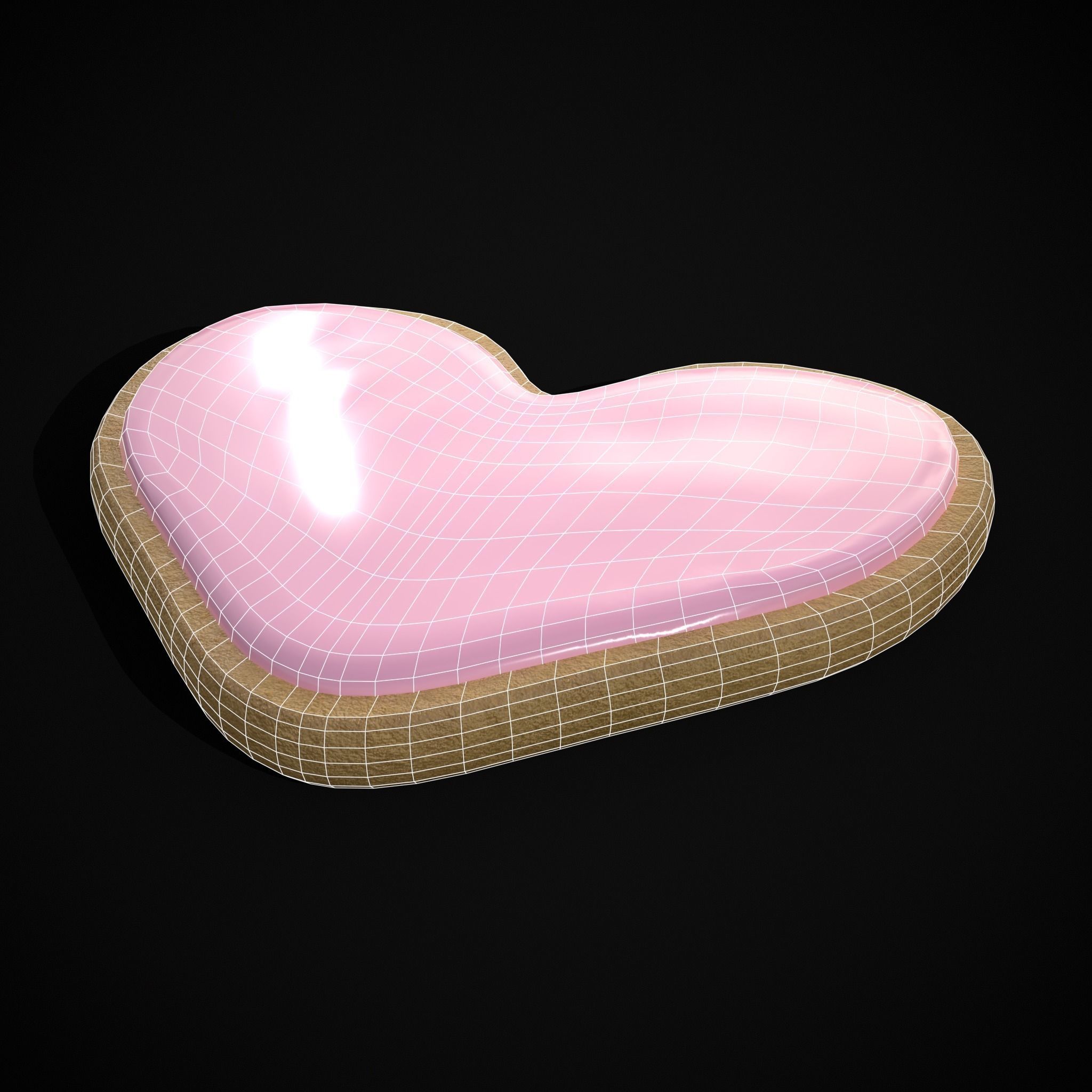 Pink Red Heart Cookies Low-poly 3D model_14