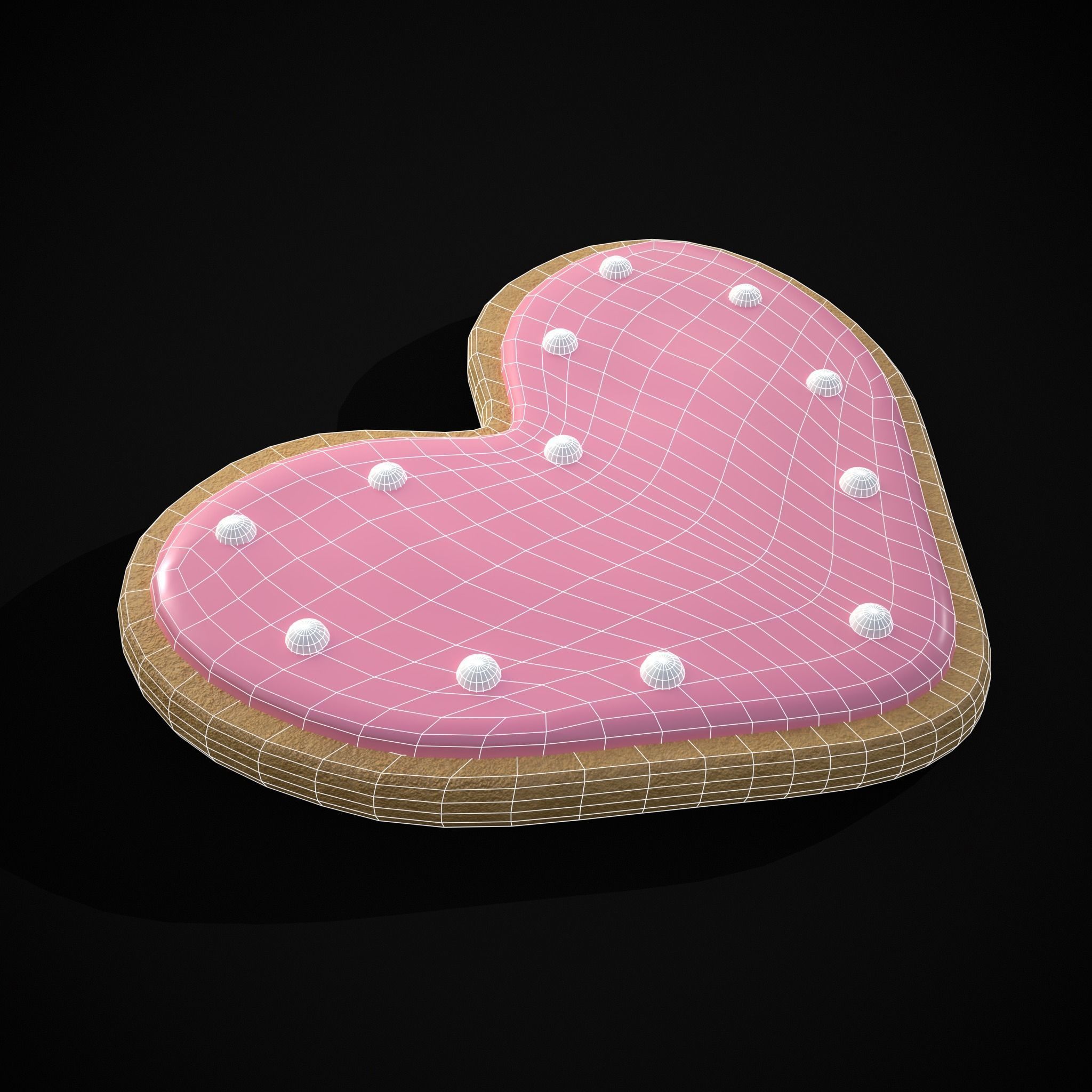 Pink Red Heart Cookies Low-poly 3D model_24