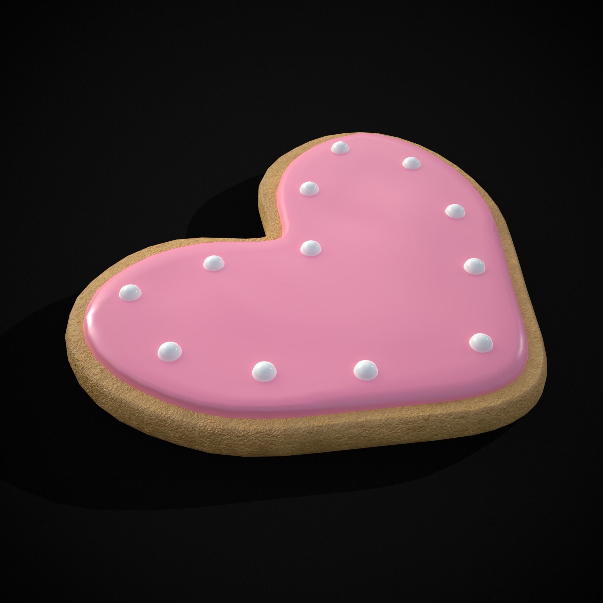 Pink Red Heart Cookies Low-poly 3D model_23