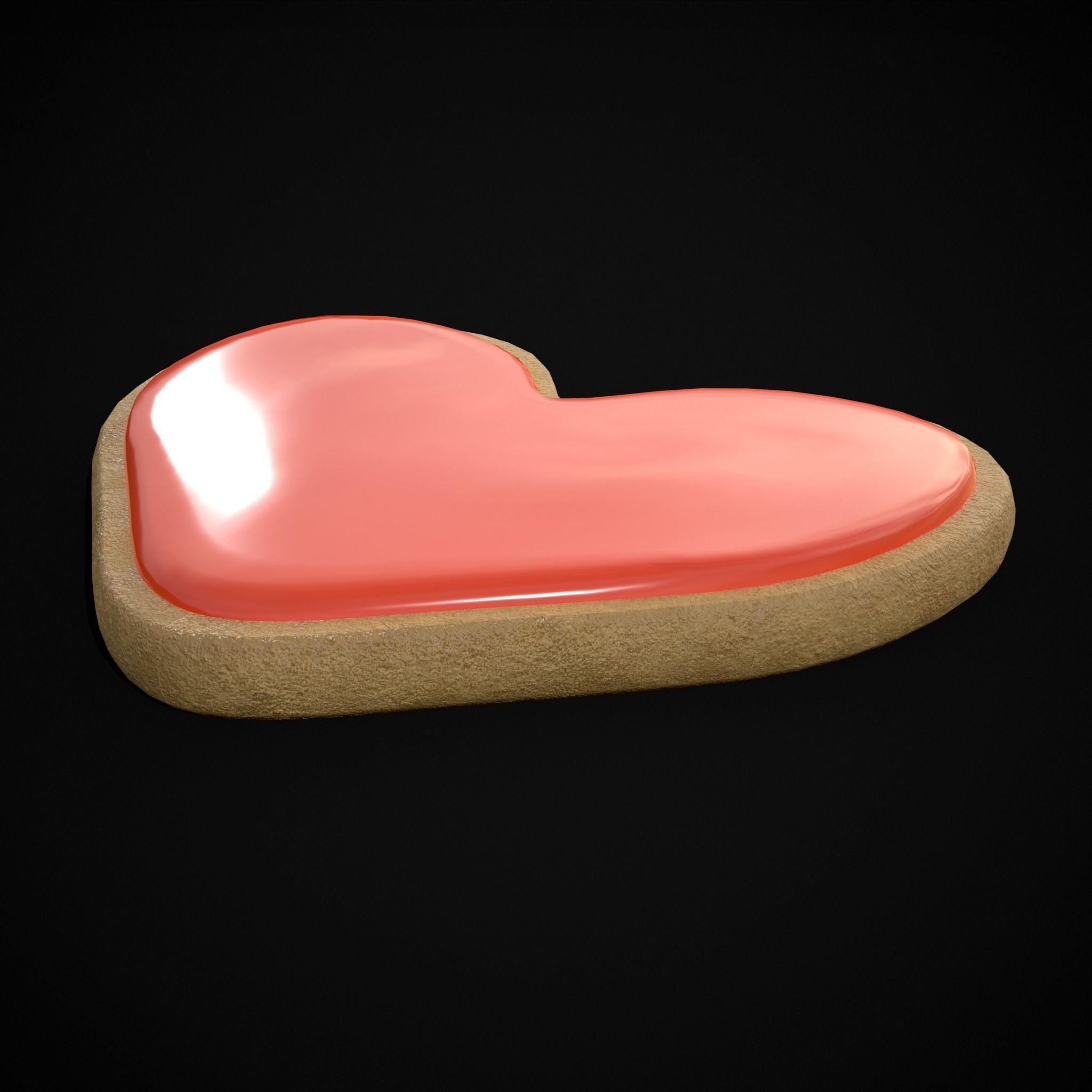 Pink Red Heart Cookies Low-poly 3D model_19