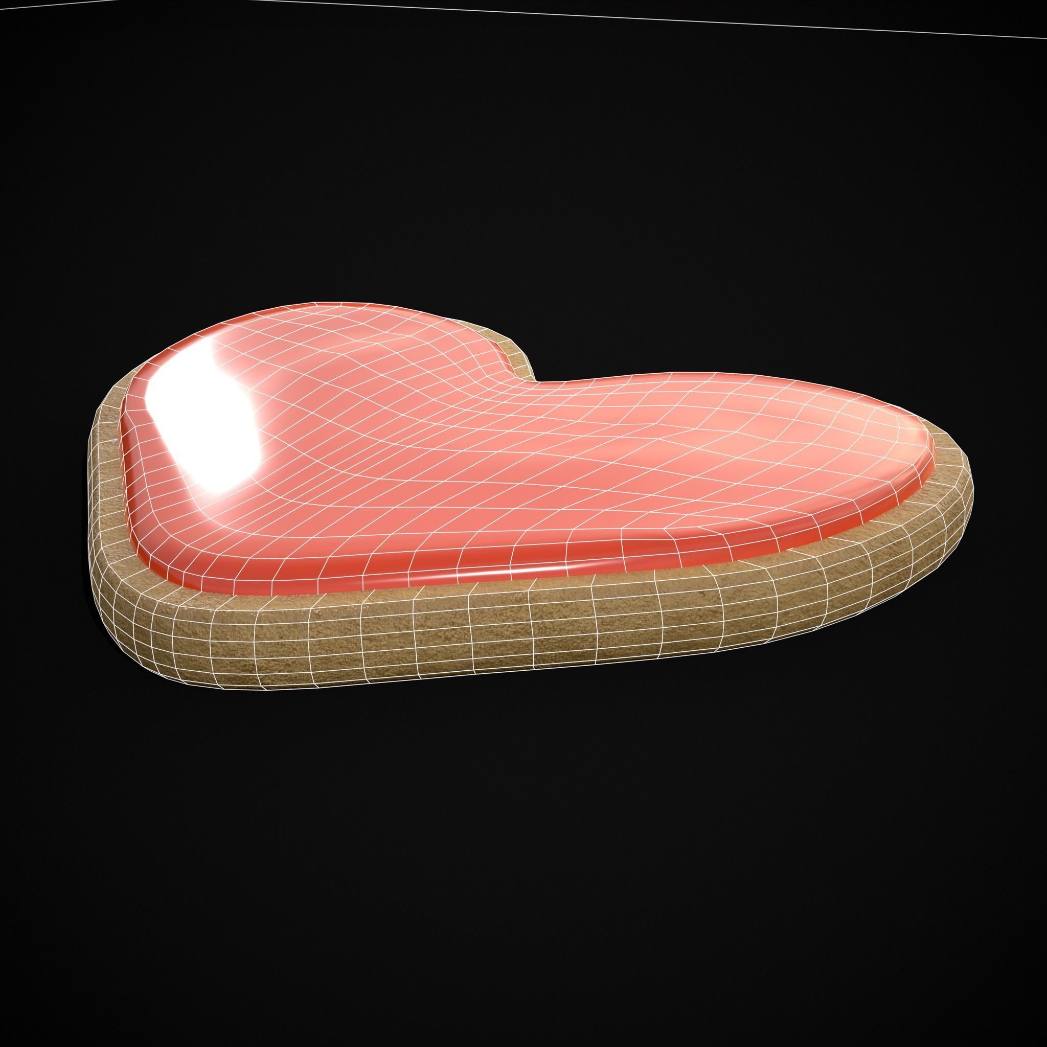 Pink Red Heart Cookies Low-poly 3D model_20
