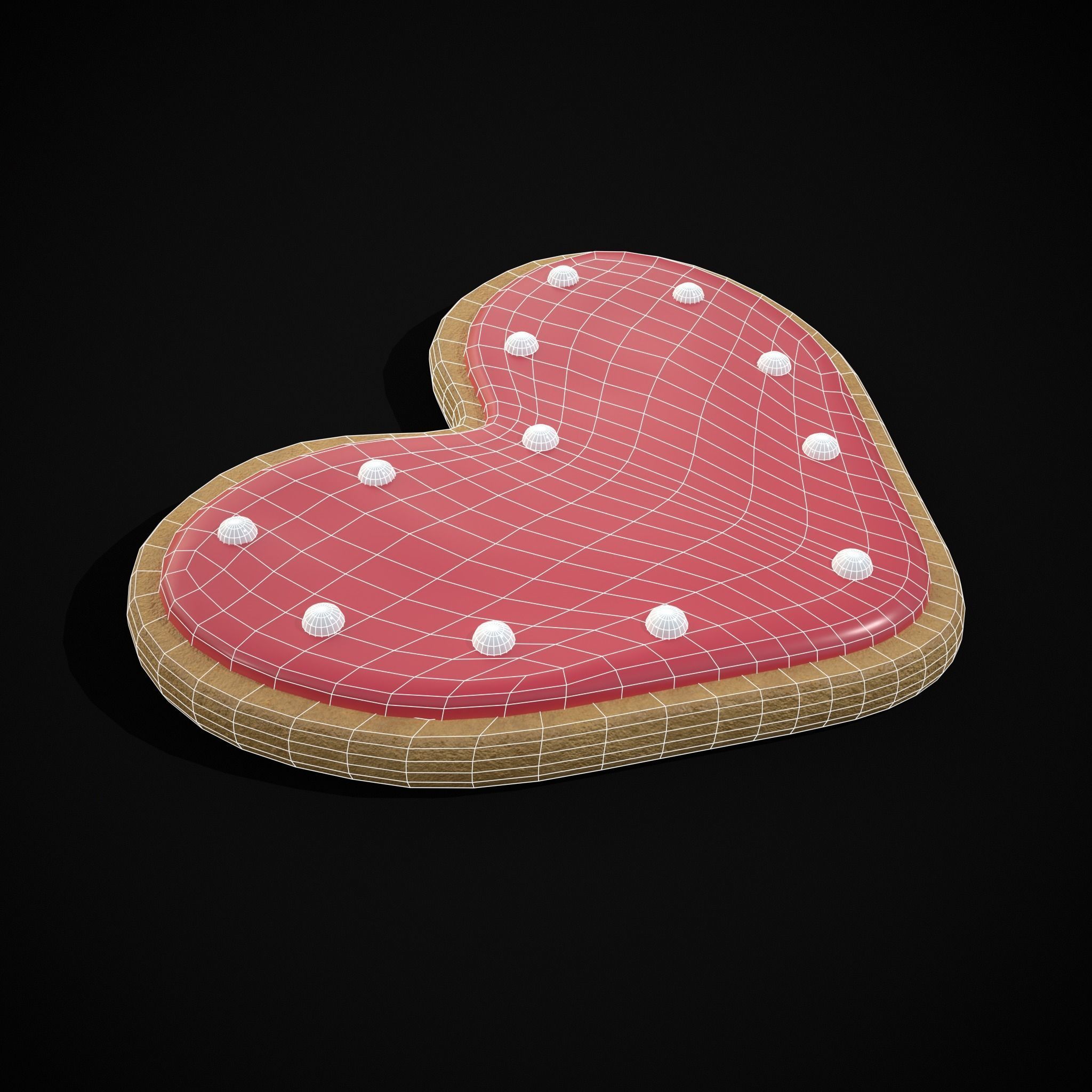 Pink Red Heart Cookies Low-poly 3D model_30