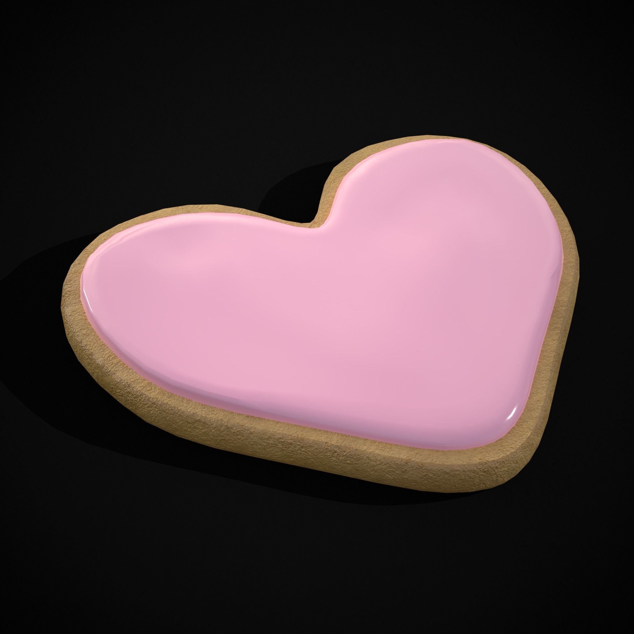 Pink Red Heart Cookies Low-poly 3D model_9