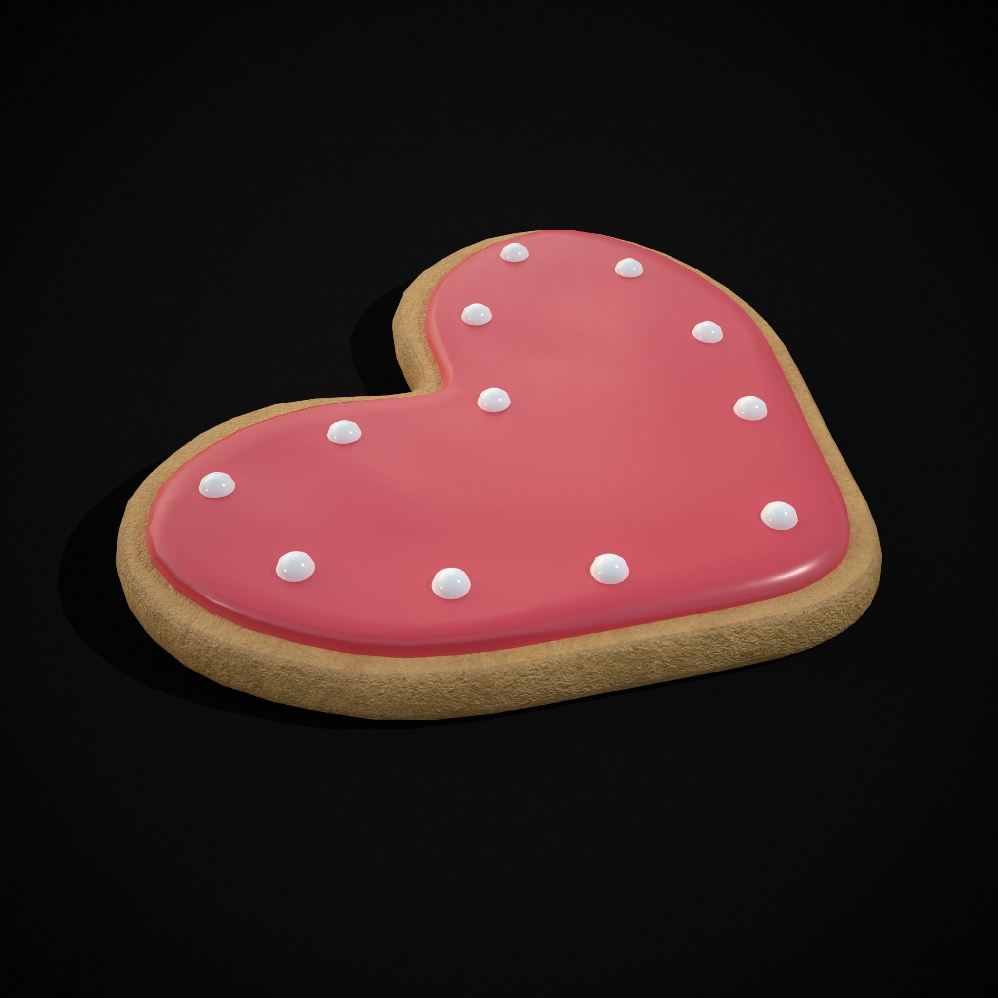 Pink Red Heart Cookies Low-poly 3D model_29