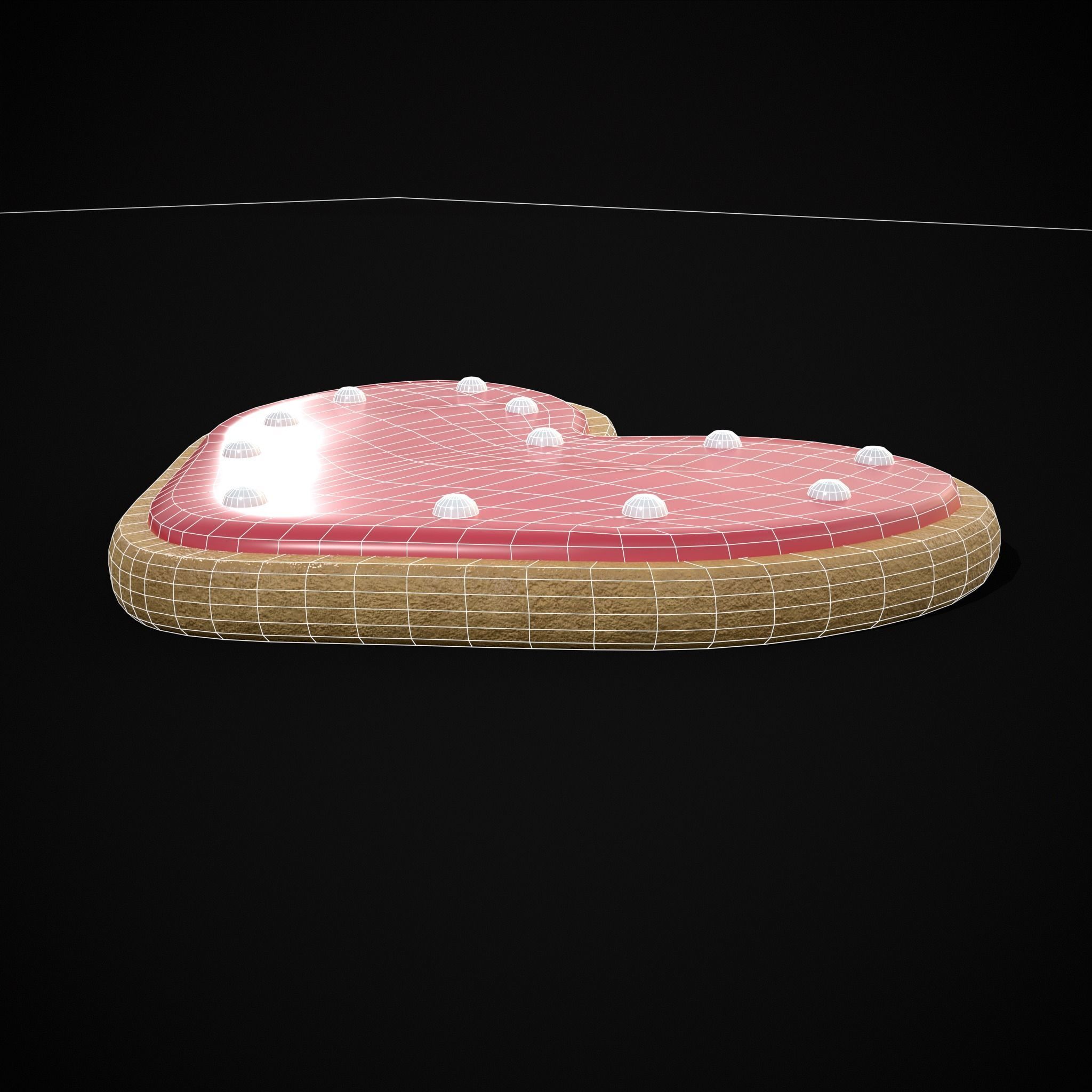 Pink Red Heart Cookies Low-poly 3D model_32