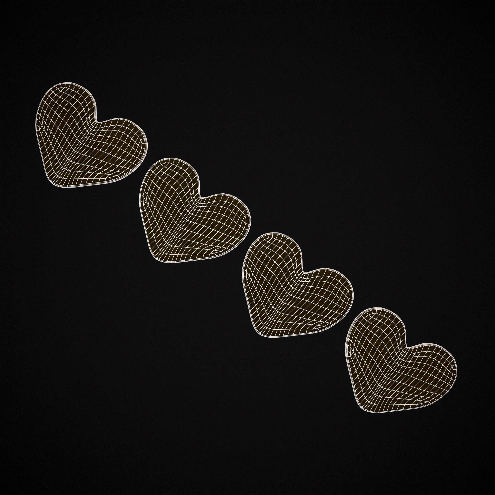 Pink Red Heart Cookies Low-poly 3D model_6