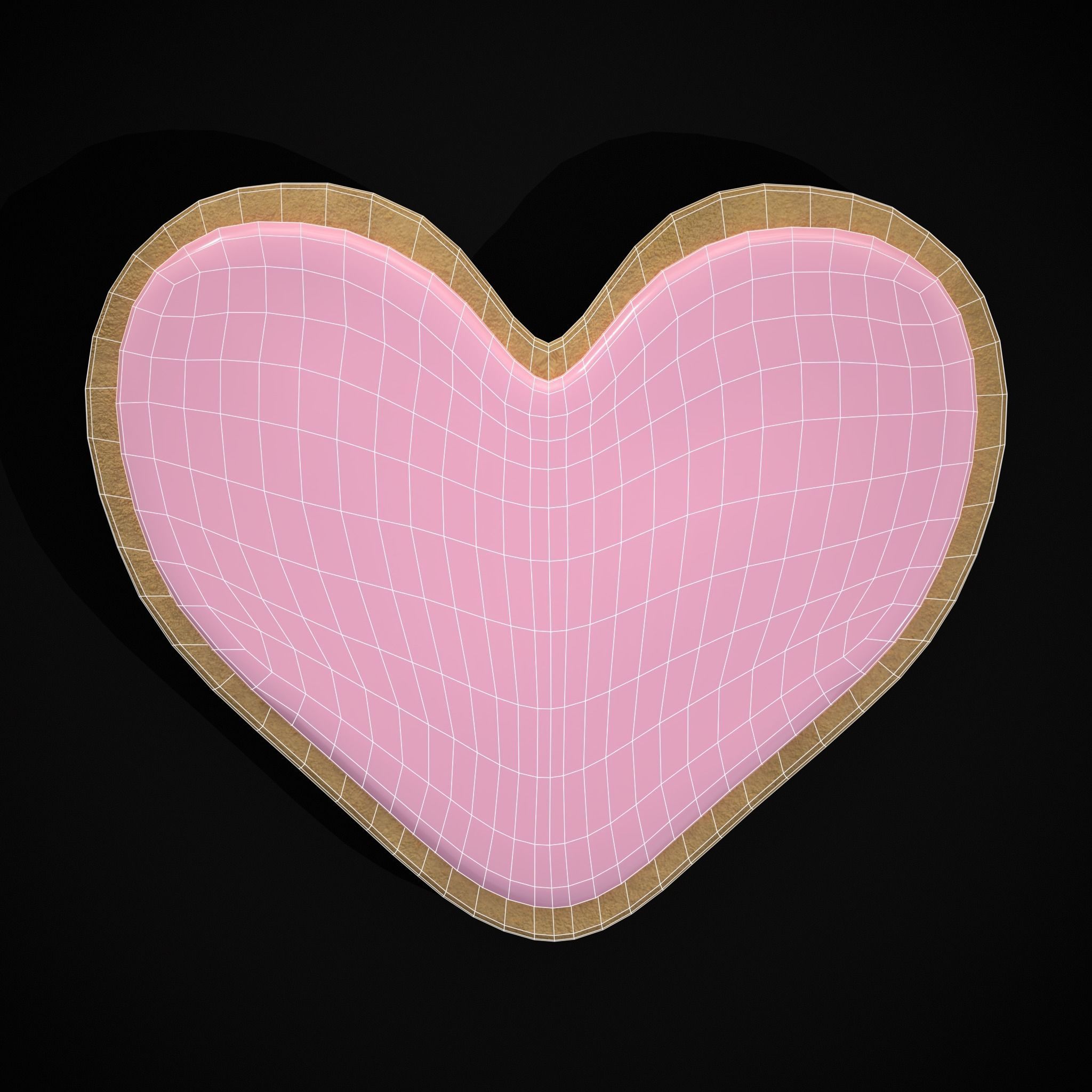 Pink Red Heart Cookies Low-poly 3D model_12