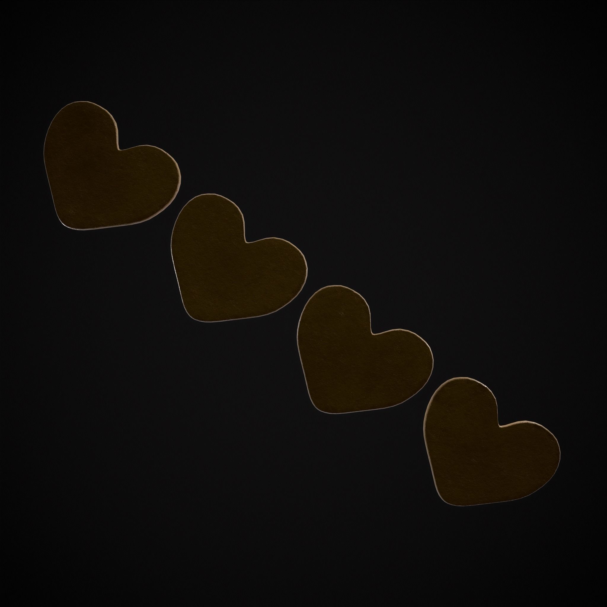 Pink Red Heart Cookies Low-poly 3D model_5
