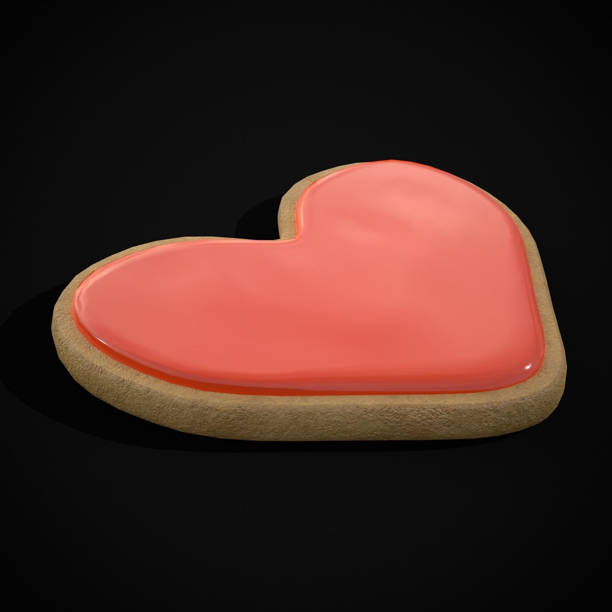 Pink Red Heart Cookies Low-poly 3D model_17