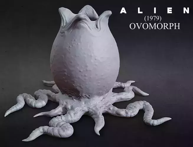 3D PRINTABLE OPEN ALIEN EGG OVOMORPH WITH ROOTS 3D print model