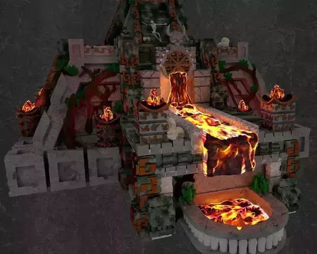 Giant Aztec Chaos pyramid with accessories 3D Print 3D print model