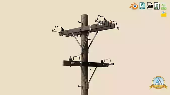 Wooden Old Telephone Electricity Line Western Style 