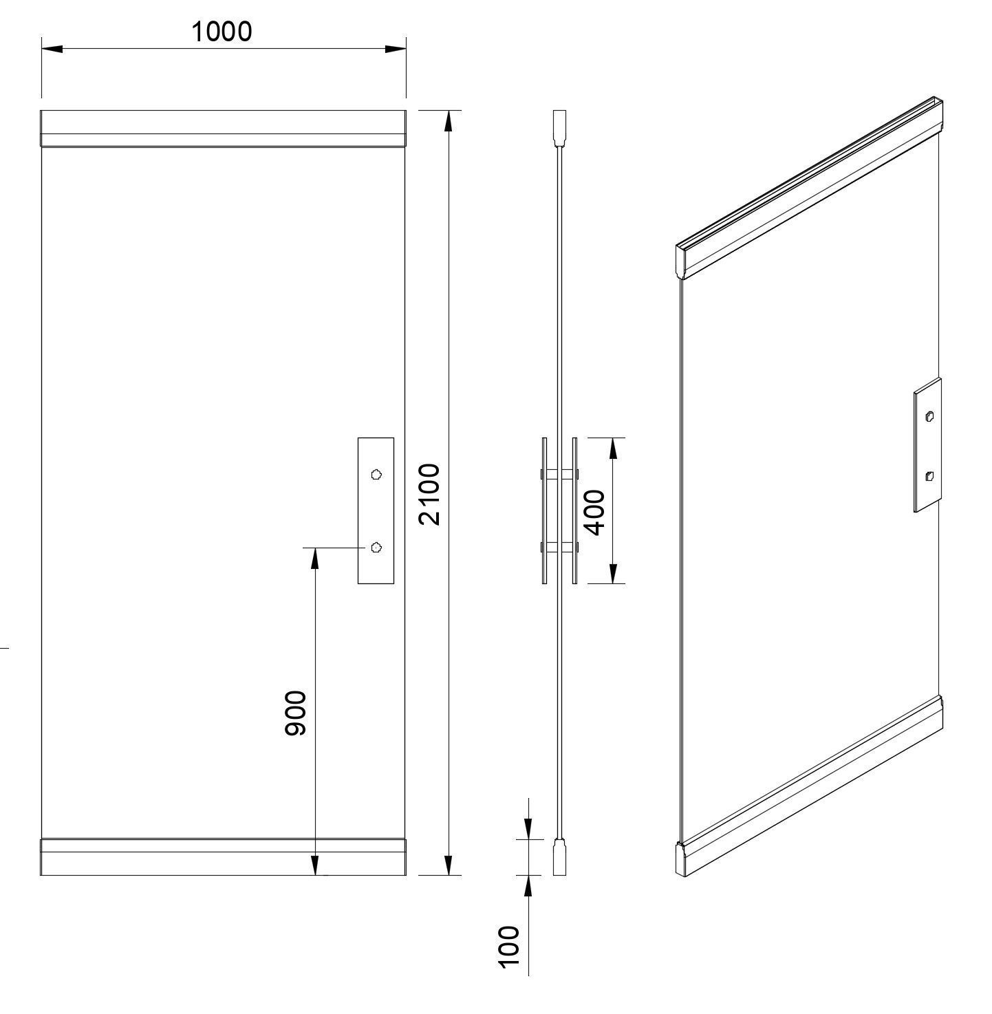Glass Door with Plinth Brown 3D model_5
