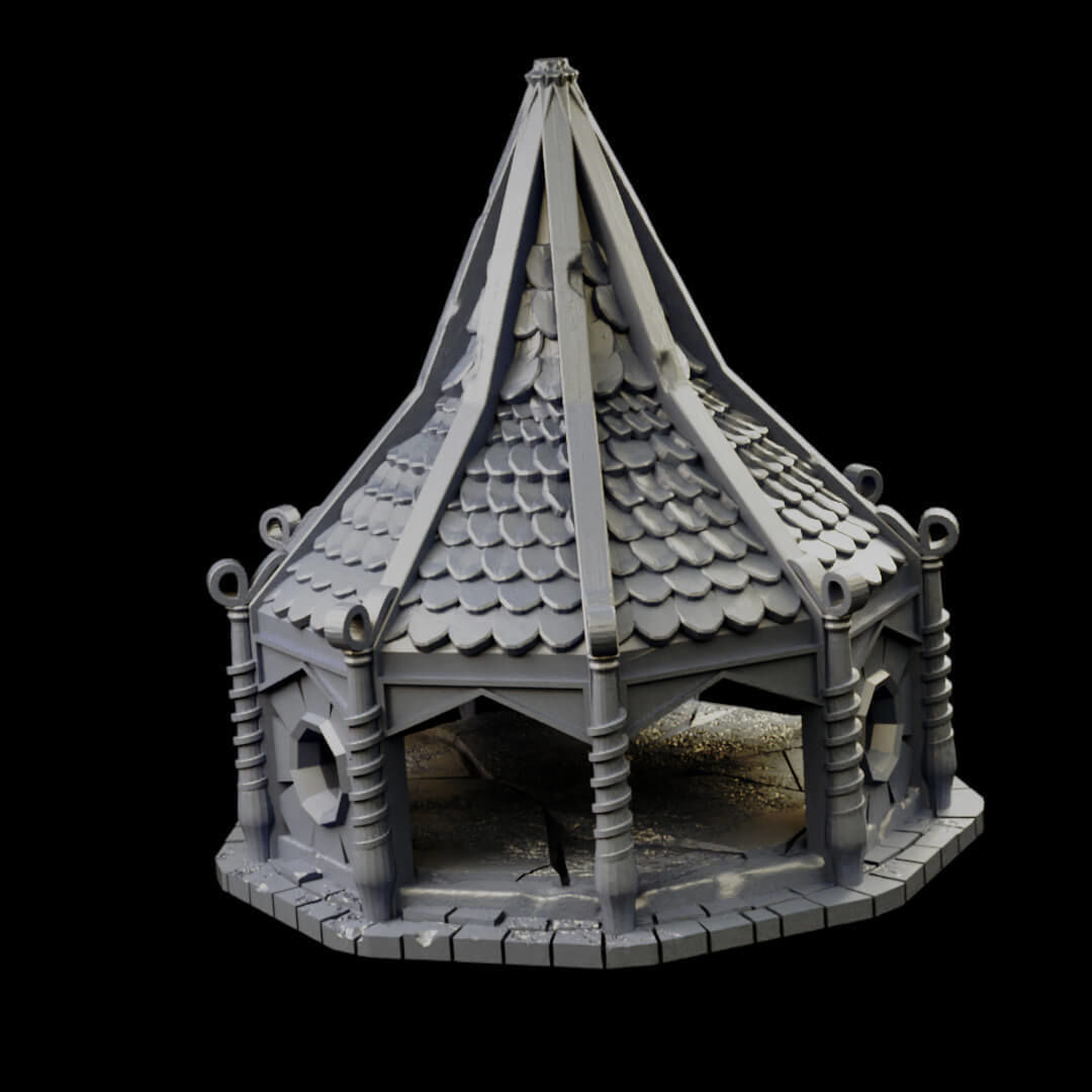 Elven city walls and modular air spire tower 3D print model_33