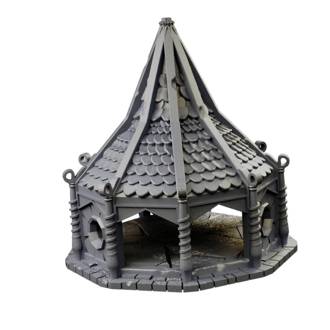 Elven city walls and modular air spire tower 3D print model_20