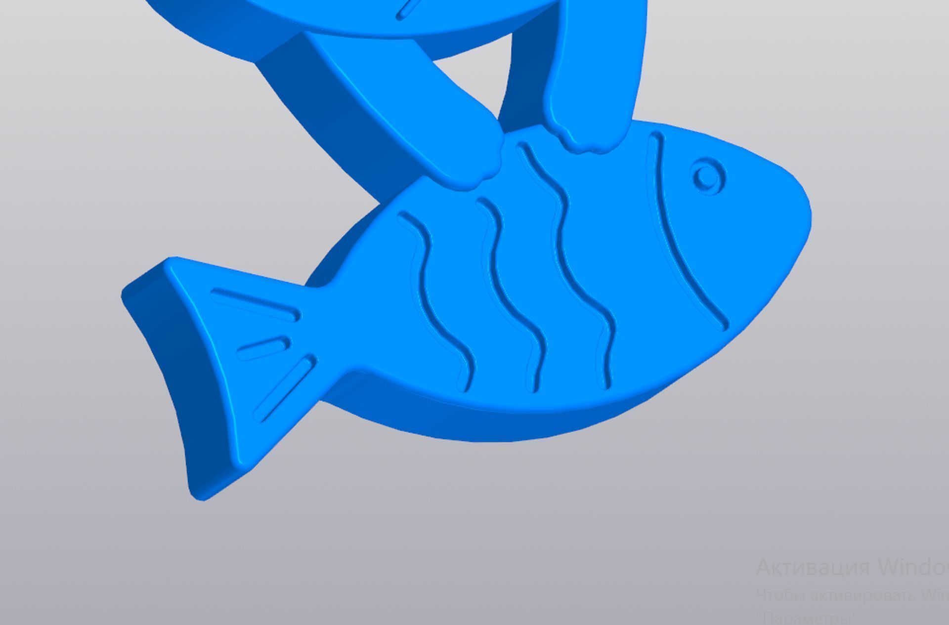 Keychain Cat with fish 3D print model_3