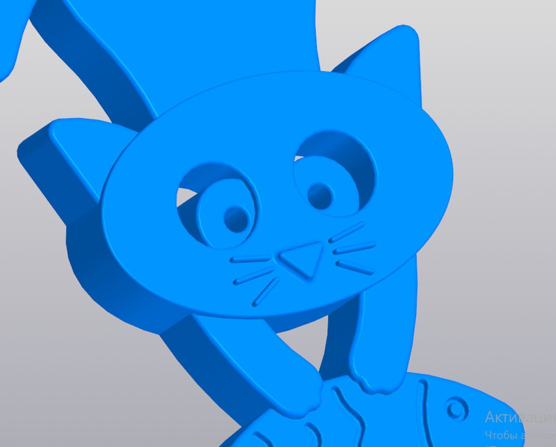 Keychain Cat with fish 3D print model_2