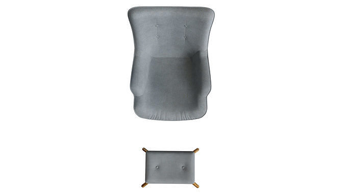 Armchair with pouf  jysk EJERSLEV grey 3D model 7