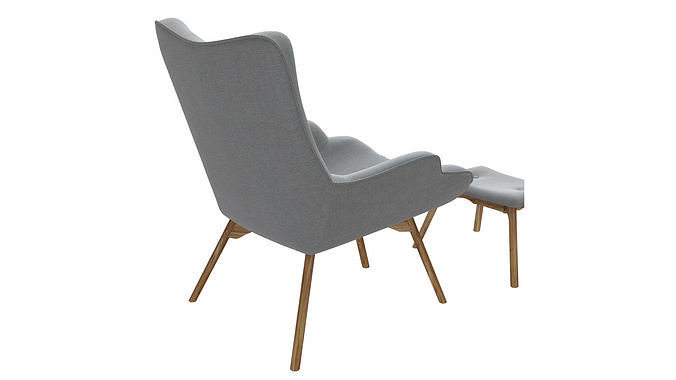 Armchair with pouf  jysk EJERSLEV grey 3D model 4