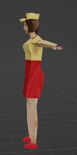 pizza employee retro ps1 low poly Low-poly 3D model_3