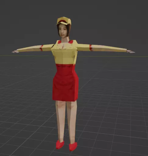 pizza employee retro ps1 low poly Low-poly 3D model_0