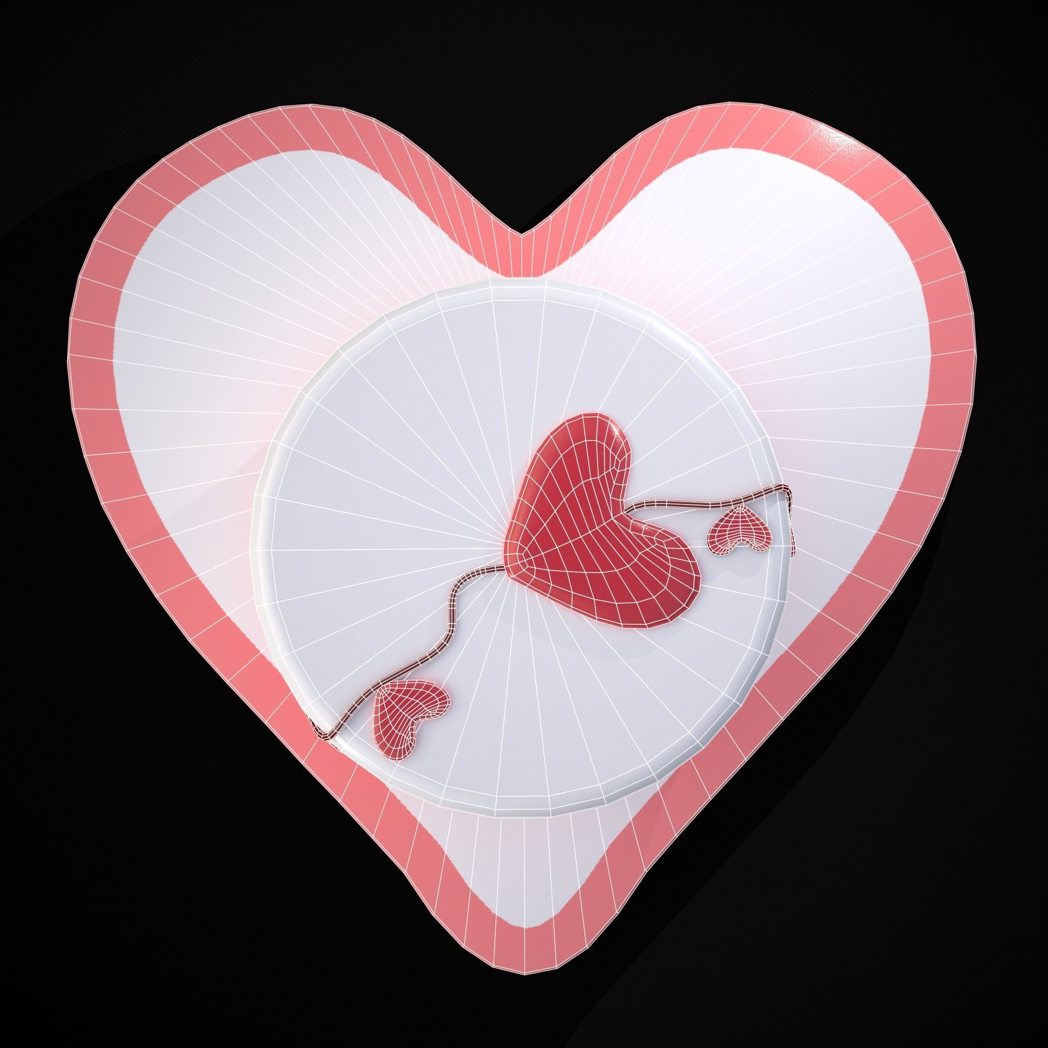 Valentines Cake With Heart Balloon Low-poly 3D model_22