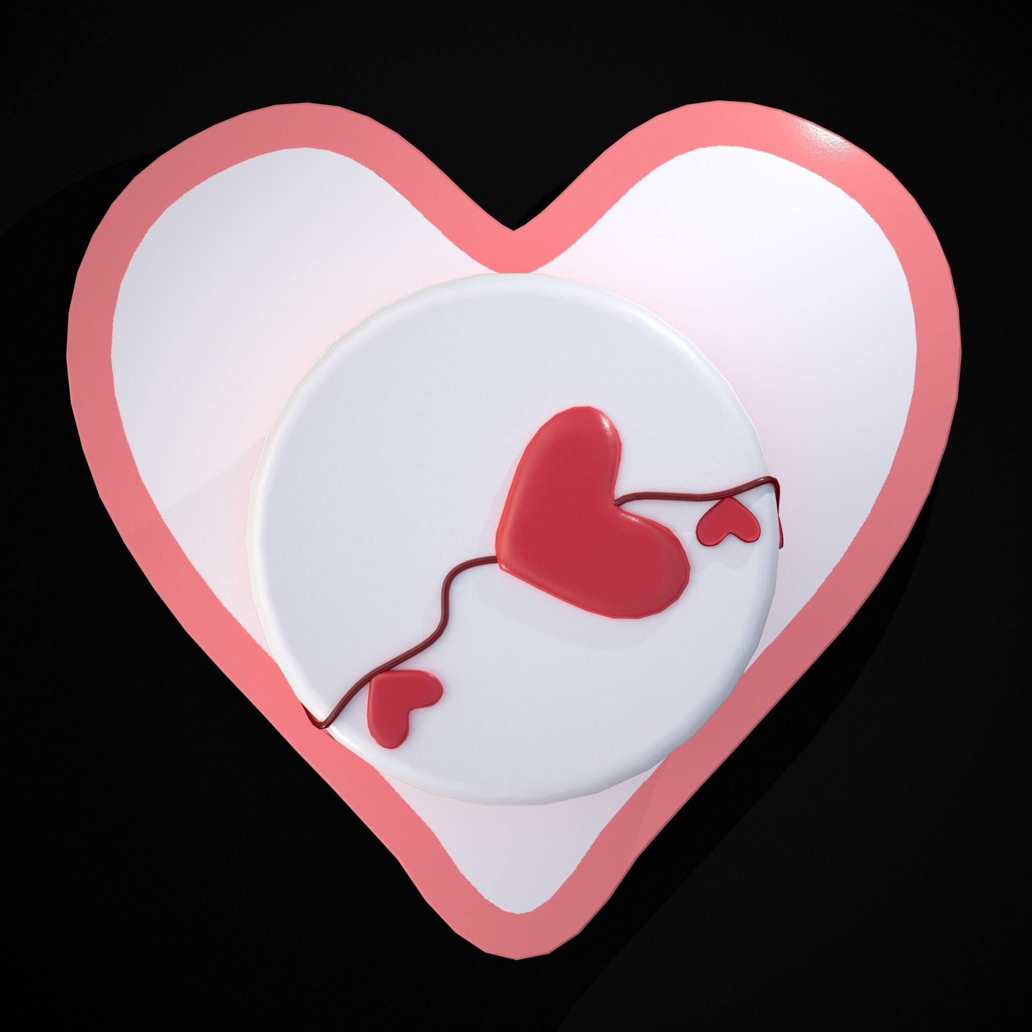 Valentines Cake With Heart Balloon Low-poly 3D model_21