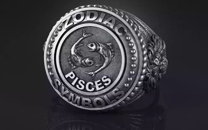 Zodiac Ring pisces a01 3D print model