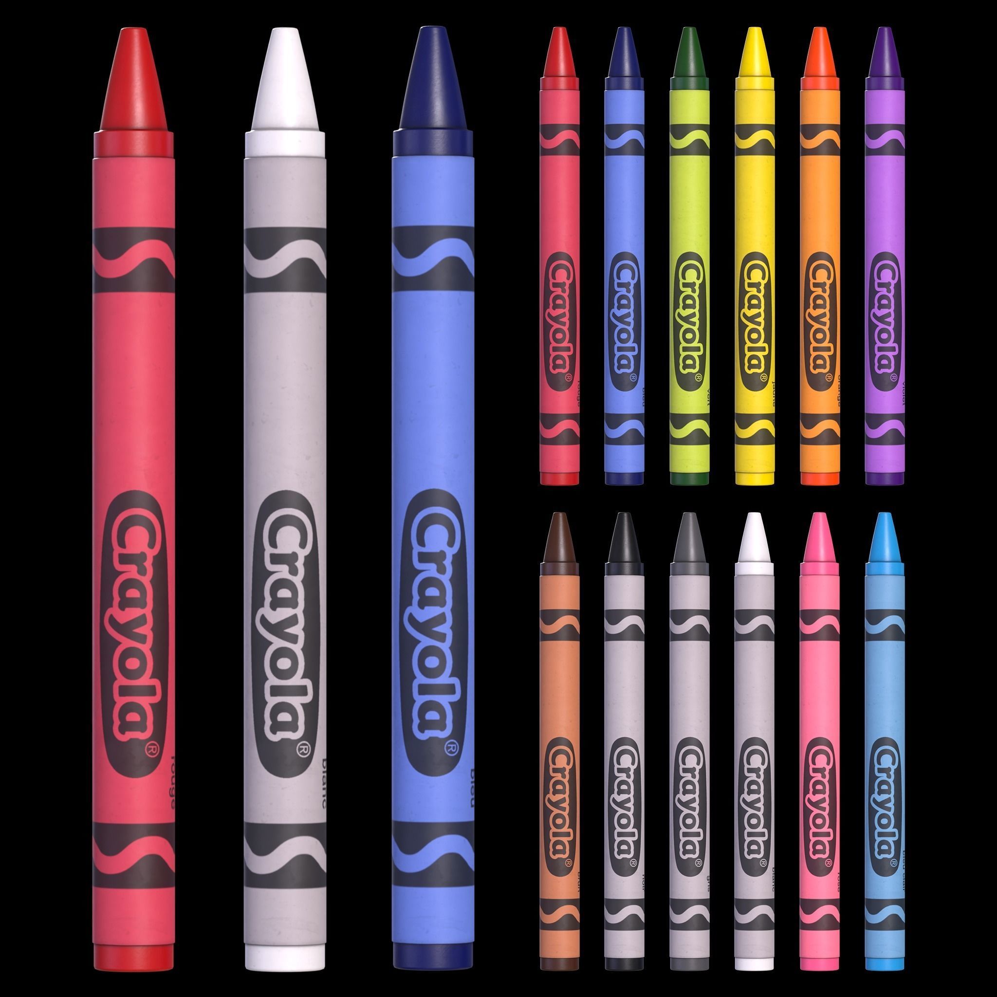 Crayons Low-poly 3D model_2