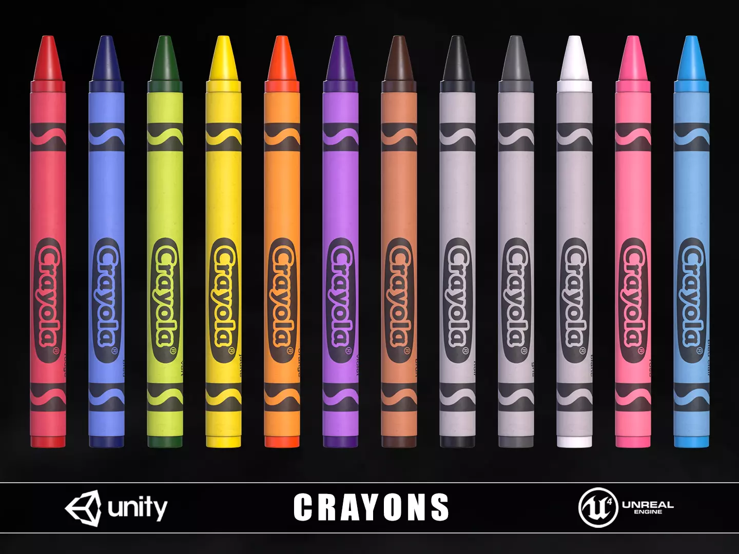 Crayons Low-poly 3D model_0