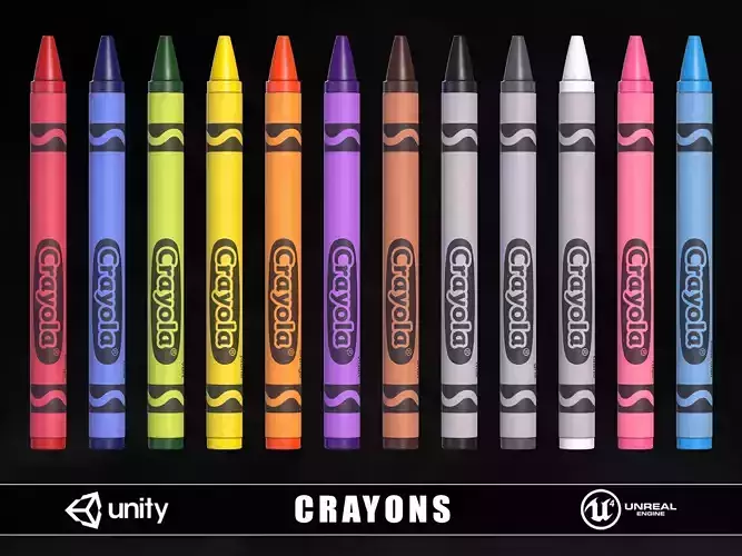 Crayons Low-poly 3D model