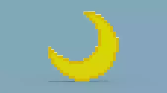 Pixel Moon Low-poly 3D model