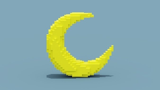 Voxel Moon Low-poly 3D model