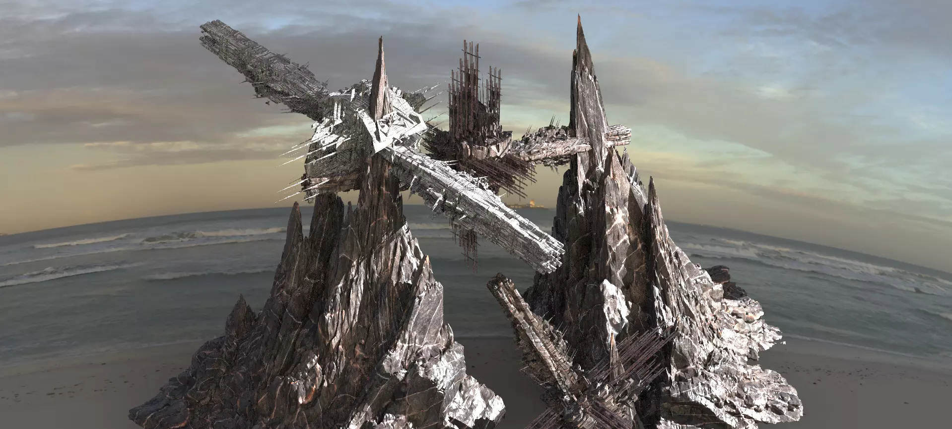 Alien Cliffs Sharp Bridge 3 3D model