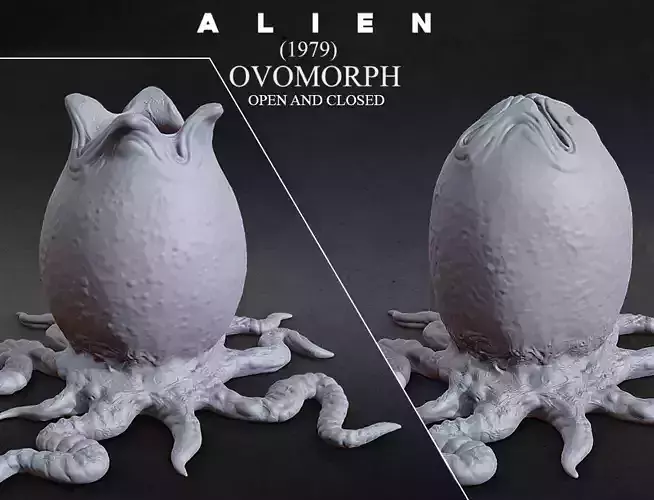 3D PRINTABLE OPEN AND CLOSED ALIEN EGGS WITH ROOTS 3D print model