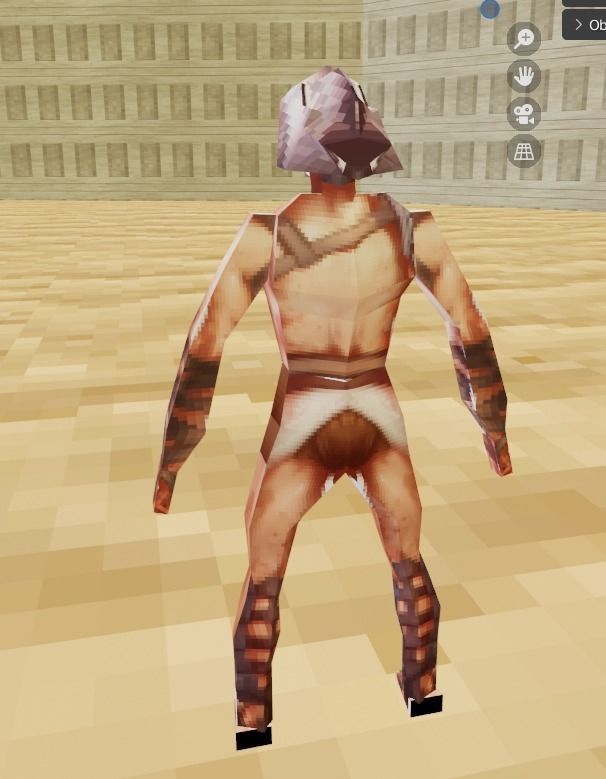Gladiator Warrior character ps1 retro style low poly 3D model_4