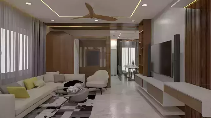 Modern 2Bhk Apartment Interiors - 4 3D model