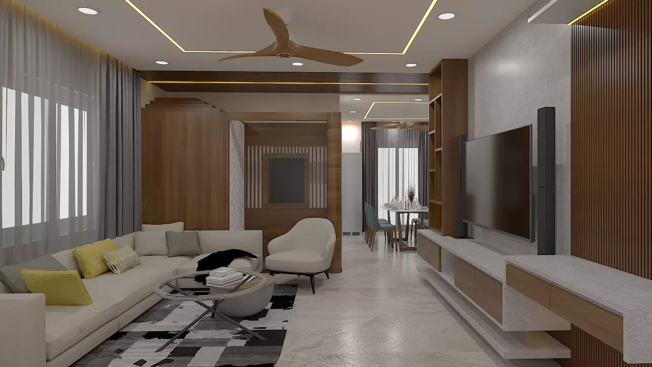 Modern 2Bhk Apartment Interiors - 4 3D model_0