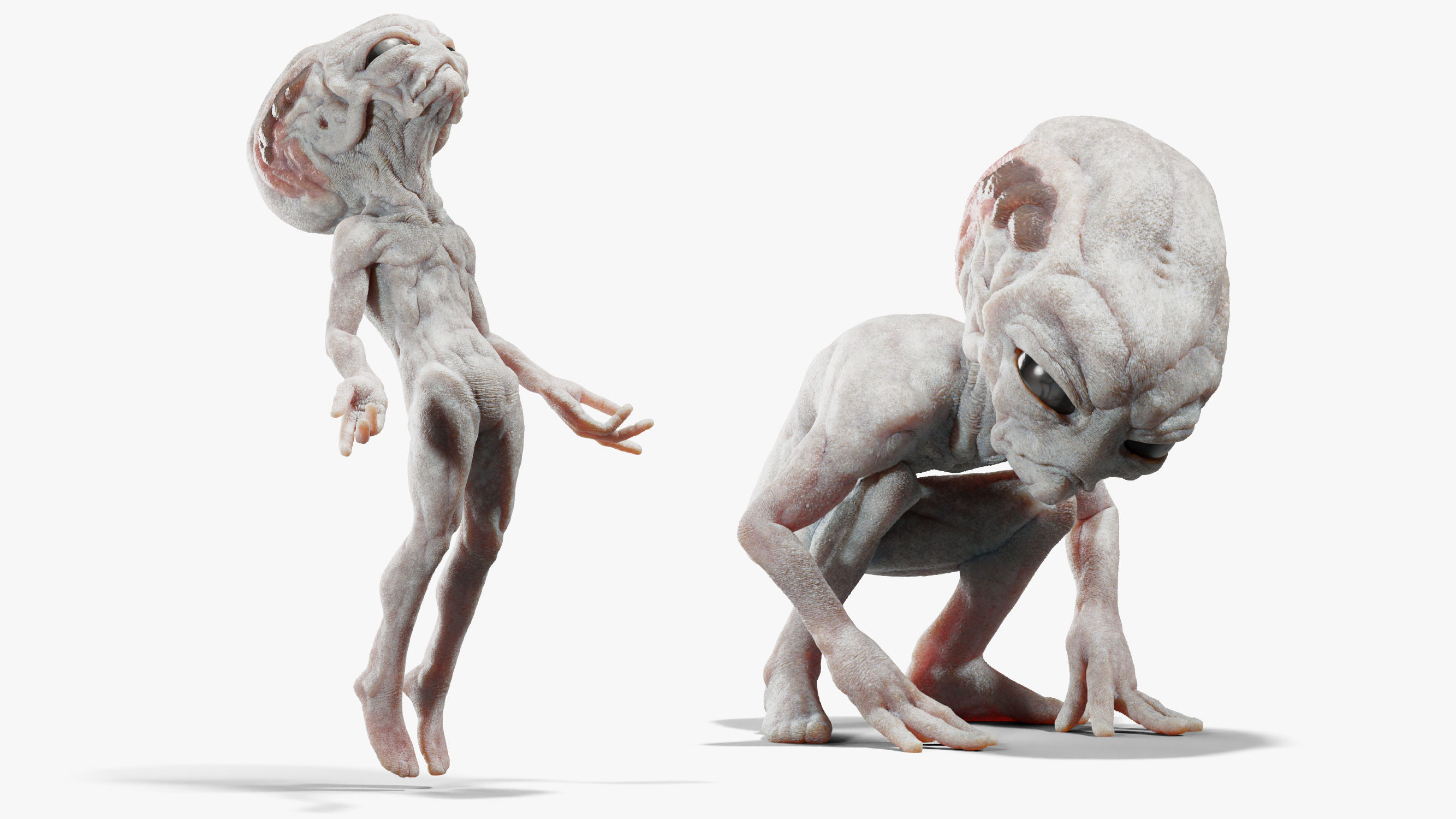 Gray Alien Blender Low-poly 3D model_4