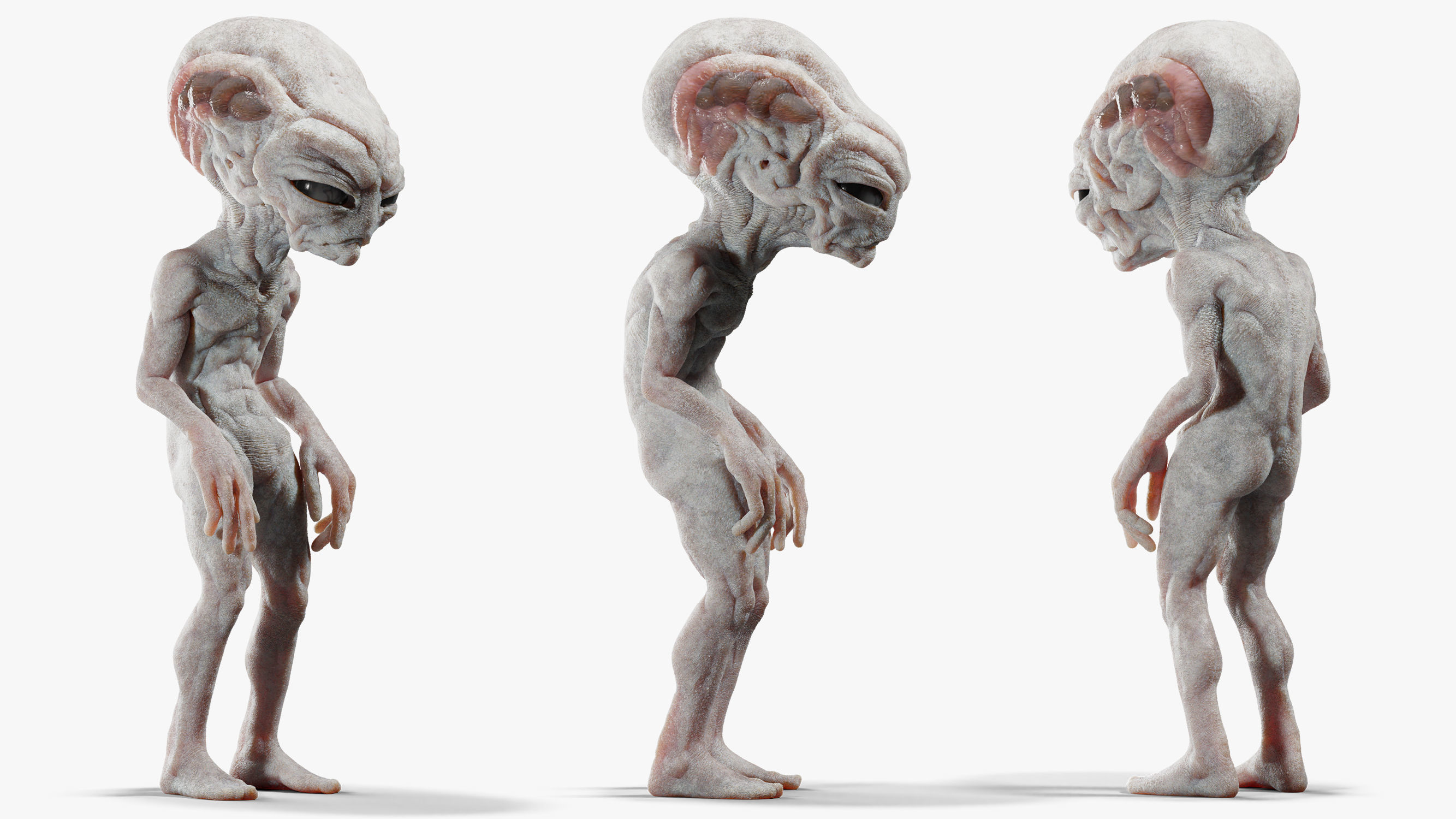 Gray Alien Blender Low-poly 3D model_2
