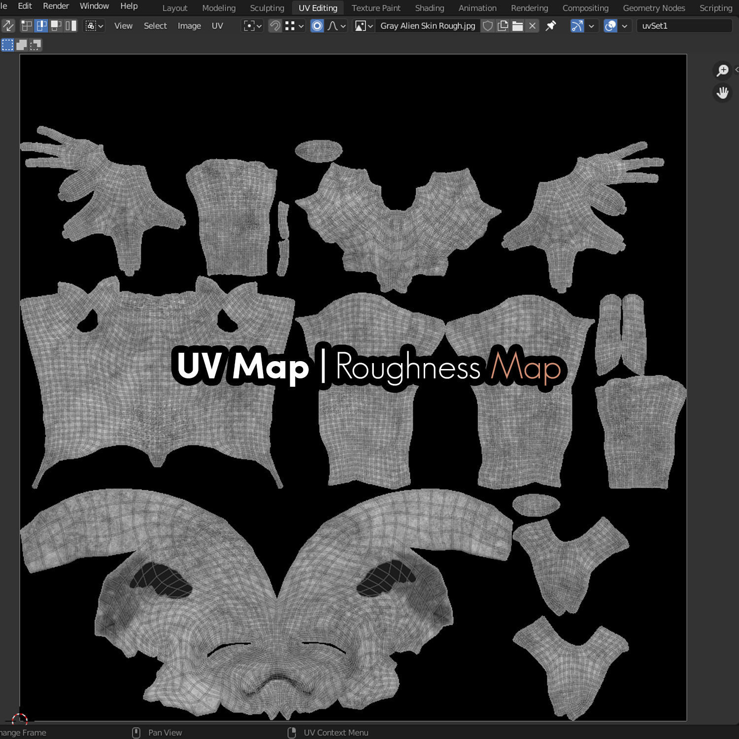 Gray Alien Blender Low-poly 3D model_9