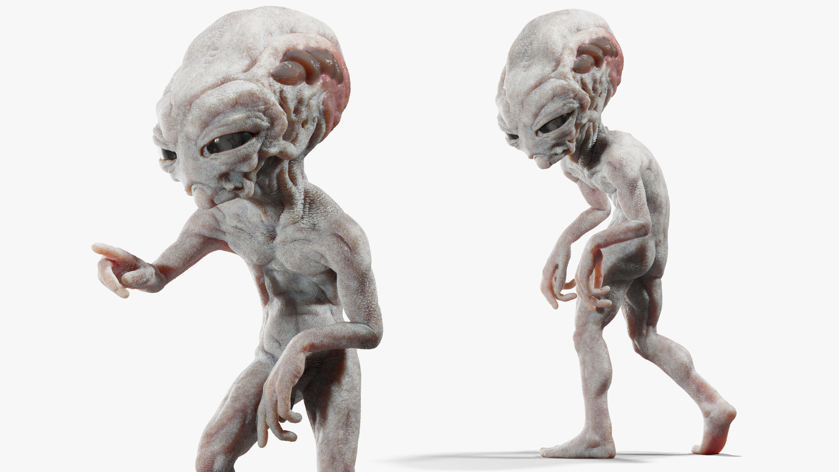 Gray Alien Blender Low-poly 3D model_5